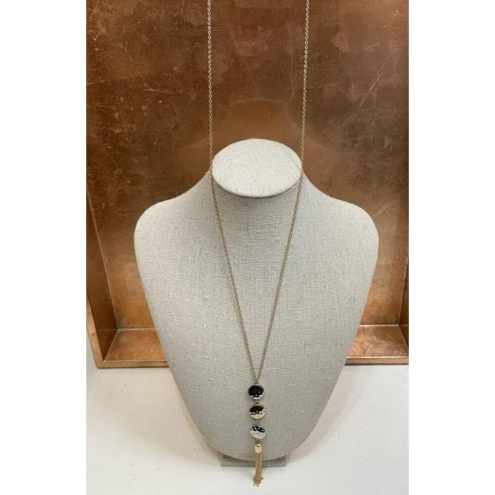 Banana Republic Gold Chain Necklace‎ With Multicolor Beads & Tassel NEW
